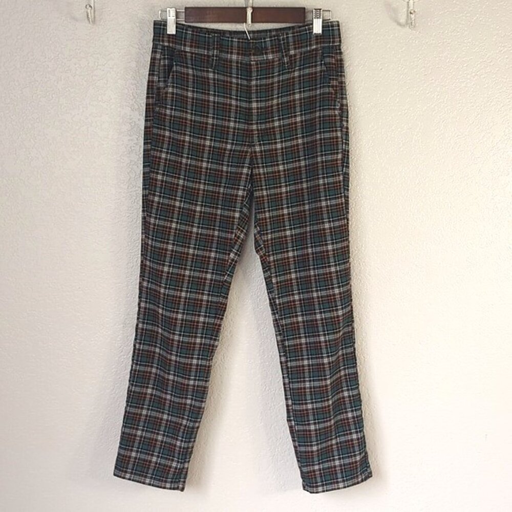 American Eagle Outfitters Sz4 Pants Plaid High Rise Skinny Trousers Ankle Crop
